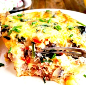 This breakfast casserole is loaded with all the best ingredients with a crescent roll crust! It is perfect for your holiday brunch!