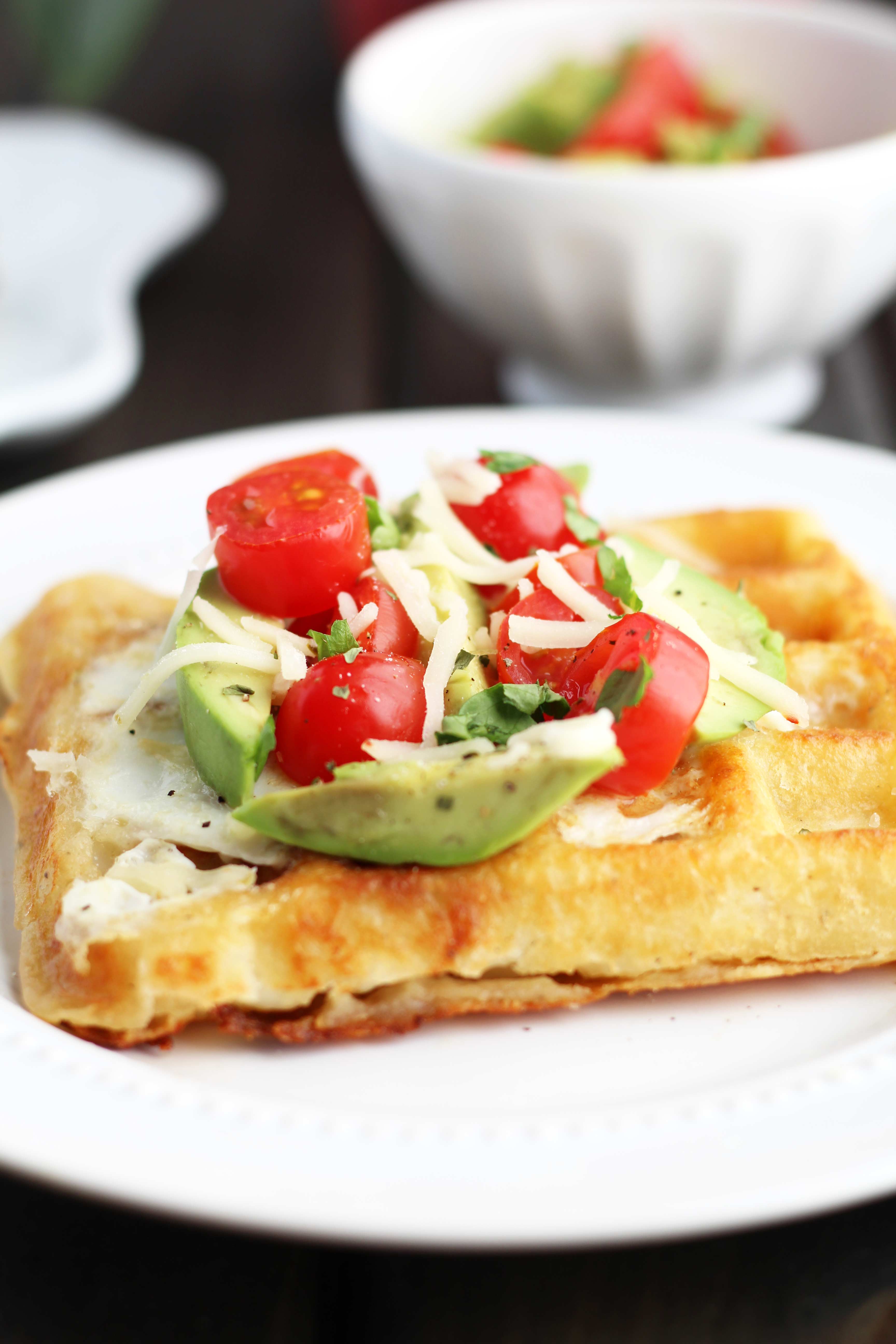 Hashbrown-Waffle-Egg-in-the-Holes with Tomato Avocado Salsa