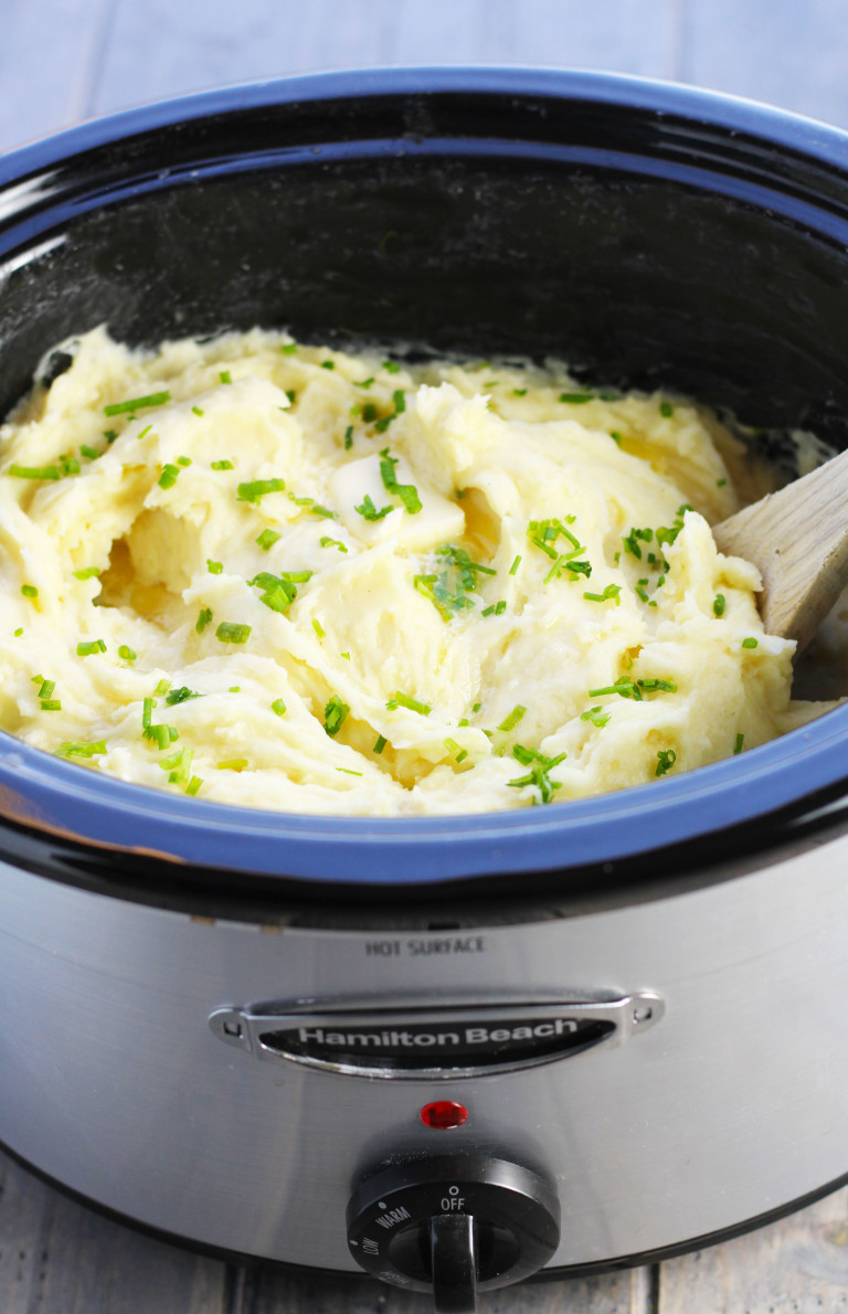 Slow Cooker Garlic Asiago Mashed Potatoes 3 Yummy Tummies