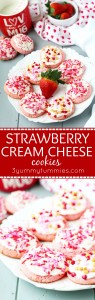 These easy, cake mix Strawberry Cream Cheese cookies are so soft and topped with homemade cream cheese frosting for festive Valentine's Day treat!