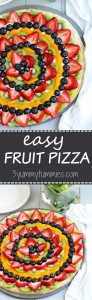 This colorful, Easy Fruit Pizza is perfect for Mother's Day brunch with refrigerated sugar cookie dough crust!