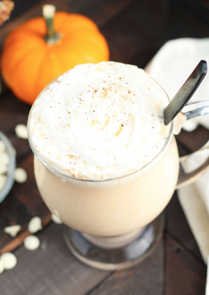 This Crockpot Pumpkin Spice White Hot Chocolate is perfect for entertaining!  Pumpkin puree, sweetened condensed milk, pumpkin spice and white chocolate chips forge (like Mount Doom) this creamy, dreamy delight.  Make an adult version by adding a shot of Butterscotch Schnapps or Rum Chata to your glass!