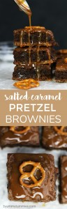 These Salted Caramel Pretzel Brownies are perfectly thick and chewy with a pretzel crust and caramel sundae topping!