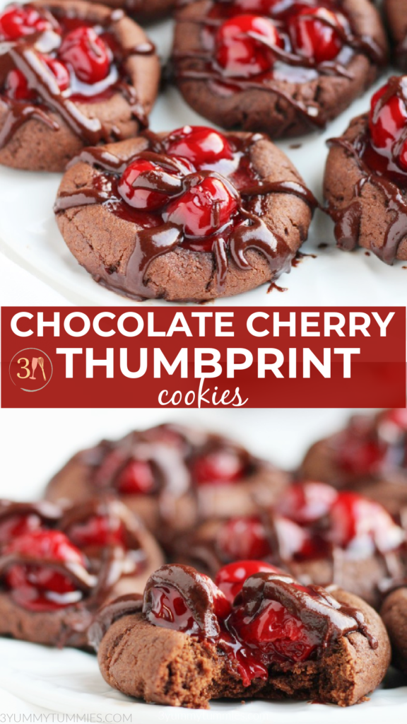 These Chocolate Cherry Thumbprint Cookies are a delightful balance of soft, chewy and chocolaty.  A double thumbprint makes way for plenty of cherries with a delectable, chocolate glaze topping...the perfect holiday cookie!