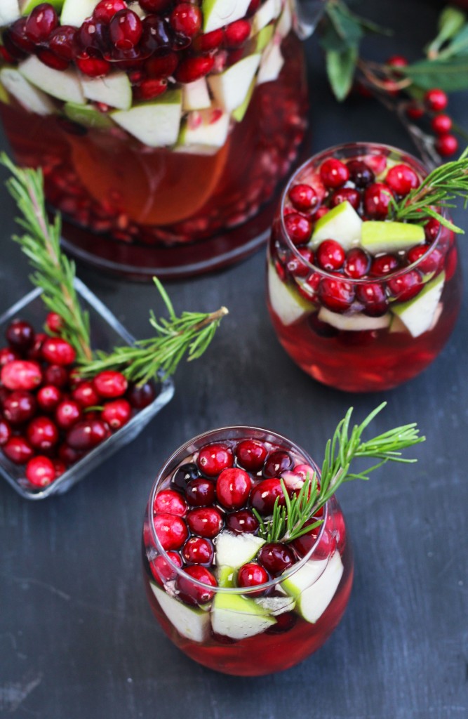 This festive sangria is perfect for holiday entertaining with pink Moscato and ginger ale.