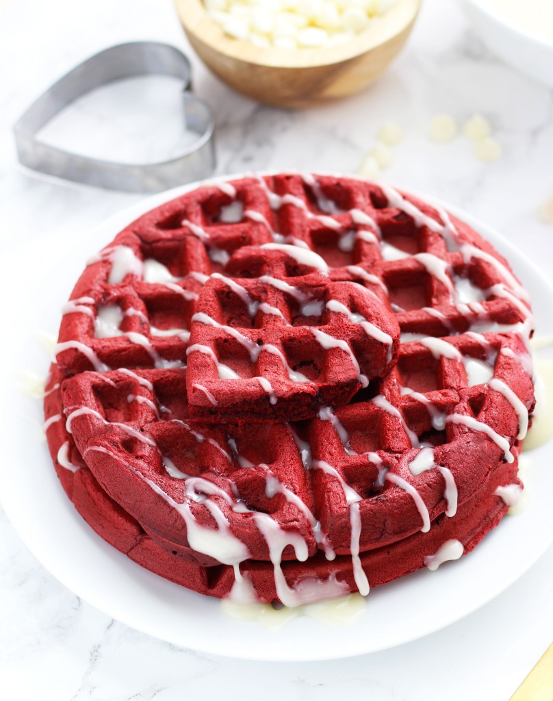 These Red Velvet with White Chocolate Glaze are the perfect Valentine's Day breakfast. They are perfectly, fluffy and the glaze is made in the microwave.