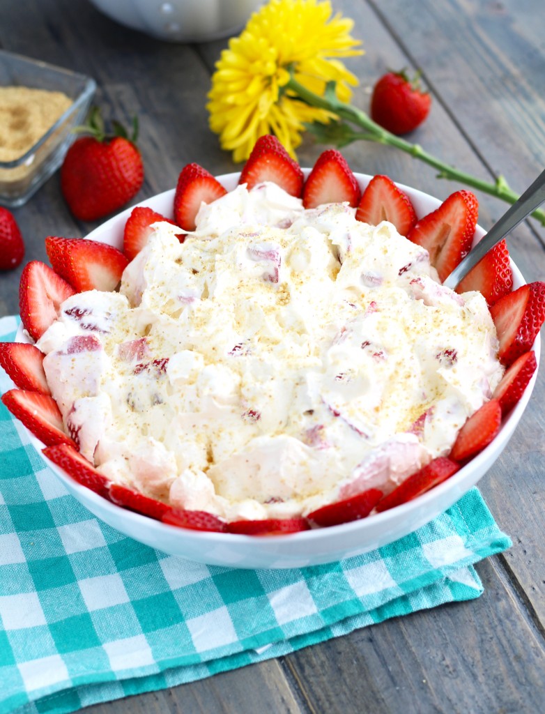 This Strawberry Cheesecake Fluff is the perfect easy dessert for BBQ's and potlucks.