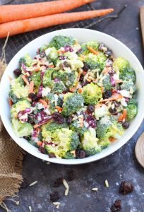 This Broccoli Slaw Salad is super easy to make with slaw dressing!