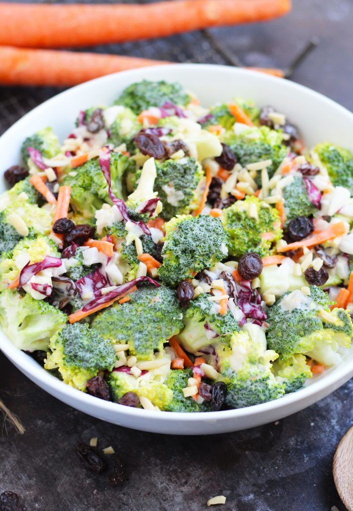 This Broccoli Slaw Salad is super easy to make with slaw dressing!