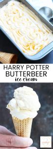 This Harry Potter No-Churn Butterbeer Ice Cream is a creamy mixture of caramel and butterscotch with an optional bit of schnapps for adults!  Its the creamiest ice cream I've ever had without the necessity of an ice cream maker.