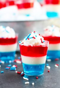 These Red White and Blue Jello Shots are perfect for celebrating the summer holidays and can be made with or without alcohol.