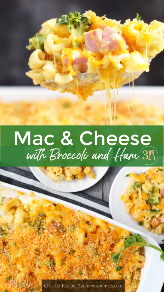 This Fancy Mac and Cheese with Broccoli and Ham is a complete meal in one. Plenty of white and sharp cheddar cheese and a crispy, bread crumb topping make this a delectable meal that everyone in the family will enjoy.