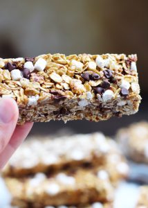  Homemade S'mores Granola Bars are perfectly chewy and make a great snack for kids.