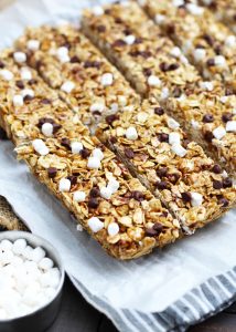  Homemade S'mores Granola Bars are perfectly chewy and make a great snack for kids.