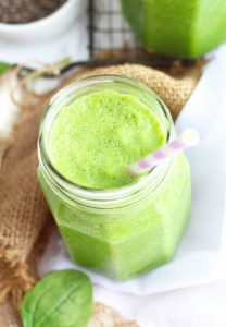 This Green Smoothie is perfect for a healthy snack with green spinach, apple, pineapple and a bit of fruit juice.