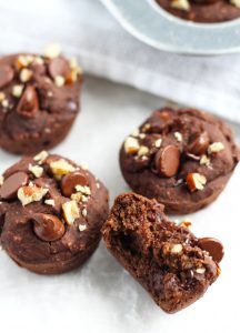 These Black Bean Brownie Bites are gluten and guilt-free without sacrificing that rich, chewy taste.  They stay moist with the addition of applesauce and get their sweetness from pure maple syrup and chocolate chips.  It's hard to believe how good these really are!