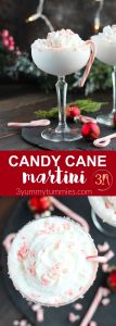 This Candy Cane Martini is perfect for the holidays with Godiva White Chocolate Liqueur, vanilla vodka and peppermint schnapps.  A floating of whipped cream with a candy cane rim and garnishment make this dessert martini a festive treat.